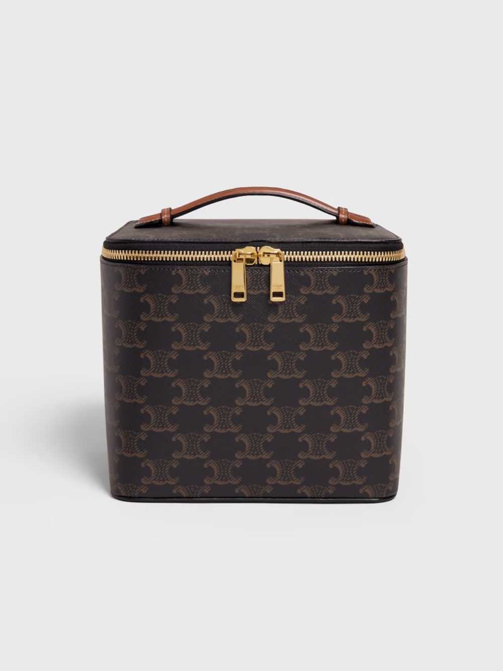 CELINE SQUARE VANITY CASE IN TRIOMPHE CANVAS/ CALFSKIN